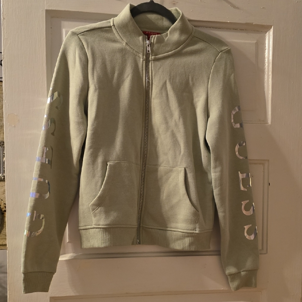 Guess Light Green Zip-Up Hoodie
